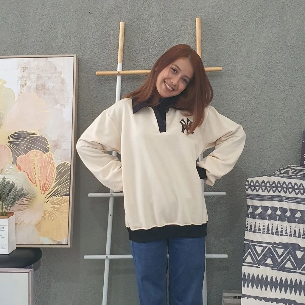 NOUSKA - NY COLLAR Sweater Lucu Korea Kerah Vintage Korean Style
