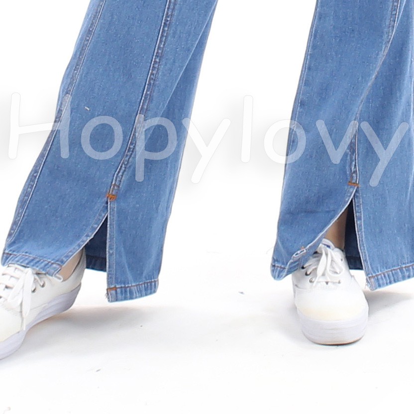 HOPYLOVY - Overall Jeans Washed Wanita Zipper Yurisa