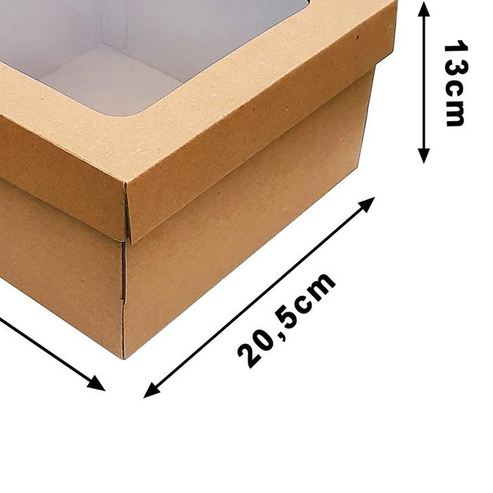 

♟ KOTAK KUE - CAKE BOX 20 x 20 x 13 CM - COKLAT + JENDELA (ISI : 10 PCS) ➪