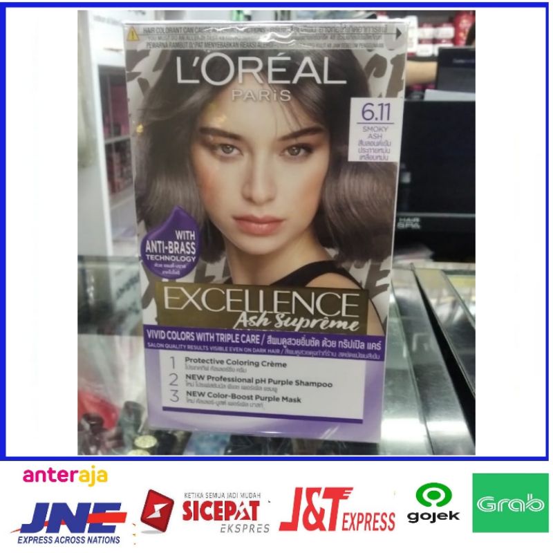 pewarna rambut Loreal excellence ash supreme 6.11 smoky ash / cat rambut Loreal excellence 6.11 smok