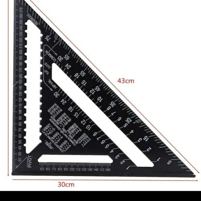 

(COD) speed square 12 inch black /pengaris siku tukang kayu BERGARANSI Kode 110