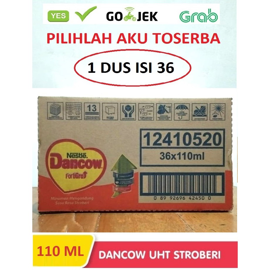 Susu DANCOW UHT STROBERI FortiGro - 110 ml (1 DUS isi 36 kotak)