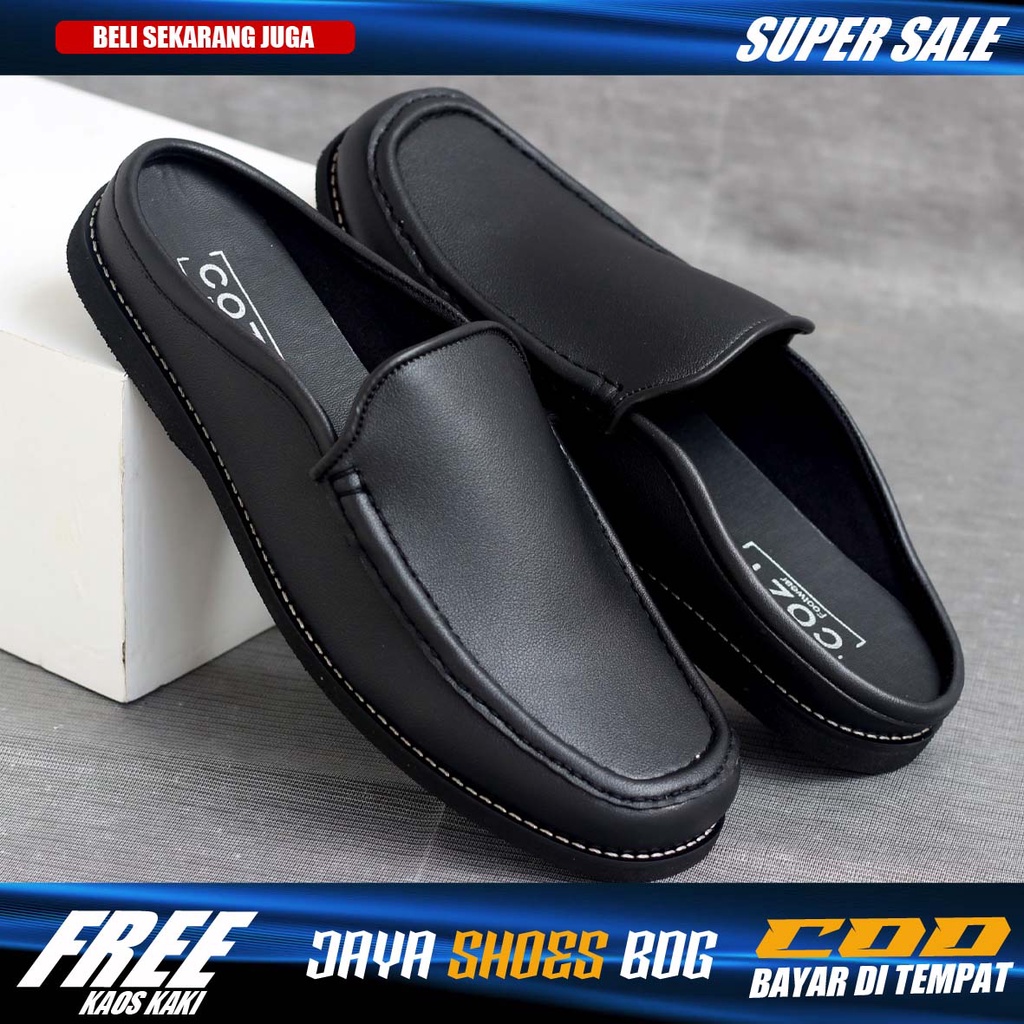 JAZZ|Sandal Slop Pria Kulit Sintetik Sandal Pria Original Distro Sandal Bustong Hitam Murah sENDAL sEPATU Pria Dewasa