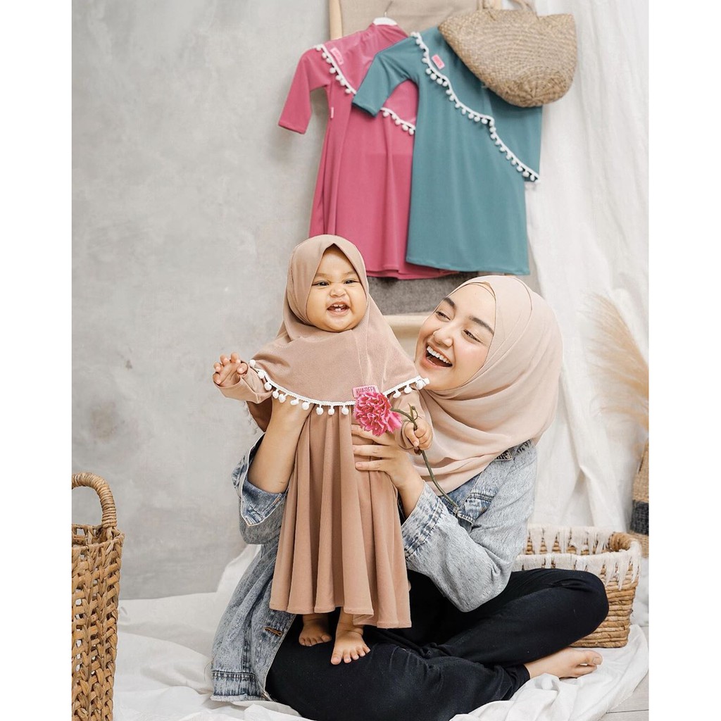 Gamis Anak / Gamis Anak Perempuan Pompom Khaireen Newborn - 5 Tahun / Gamis Bayi