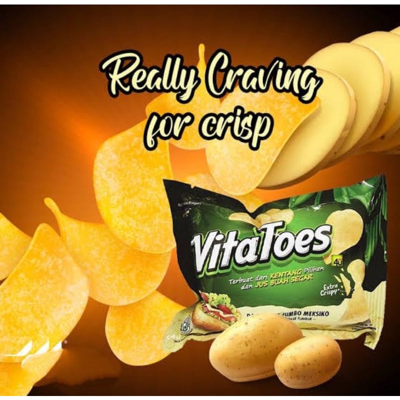 Keripik Kentang Vitatoes (10 x 18gr ) cemilan / snack vita toes enak dan murah Rumput laut, sosis, rendang dan BBq