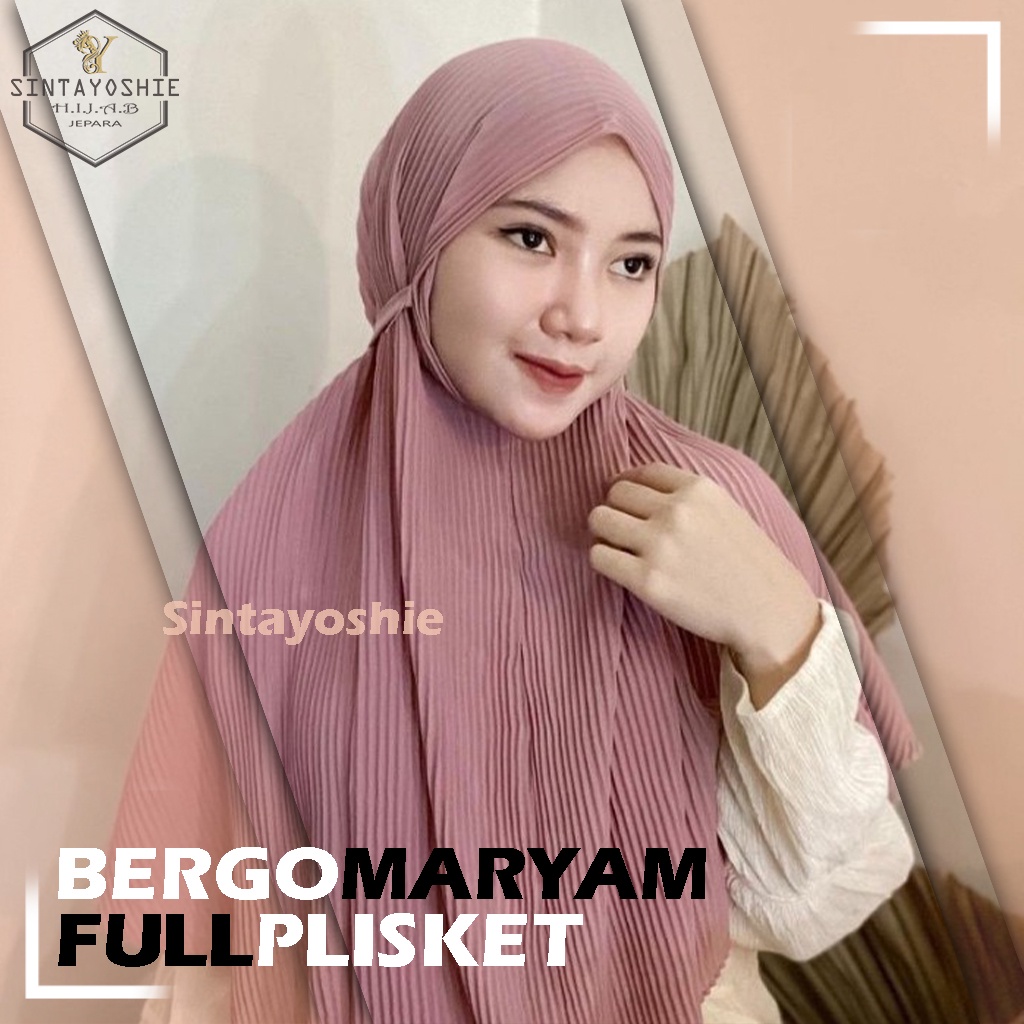 [JORDA Jumbo] Jilbab Instan Bergo Maryam Plisket Full Lidi Jumbo Premium Bergo Tali Plisket