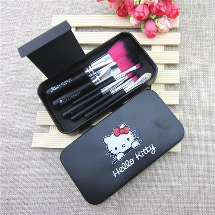 Retaily Brush Make Up Set 6 in 1 Motif Hello Kitty Doraemon Tabung Makeup Box