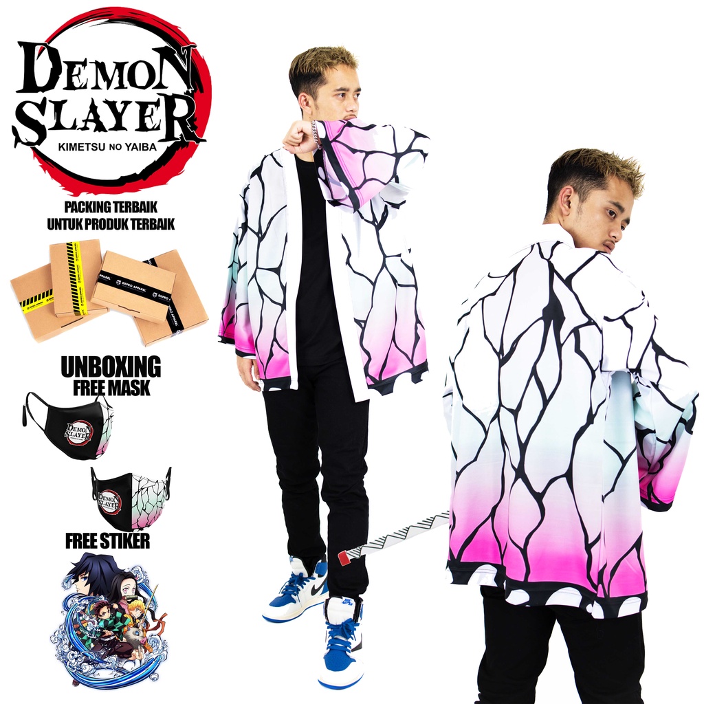 JUBAH HAORI SHINOBU KOCHO KIMONO ANIME DEMON SLAYER