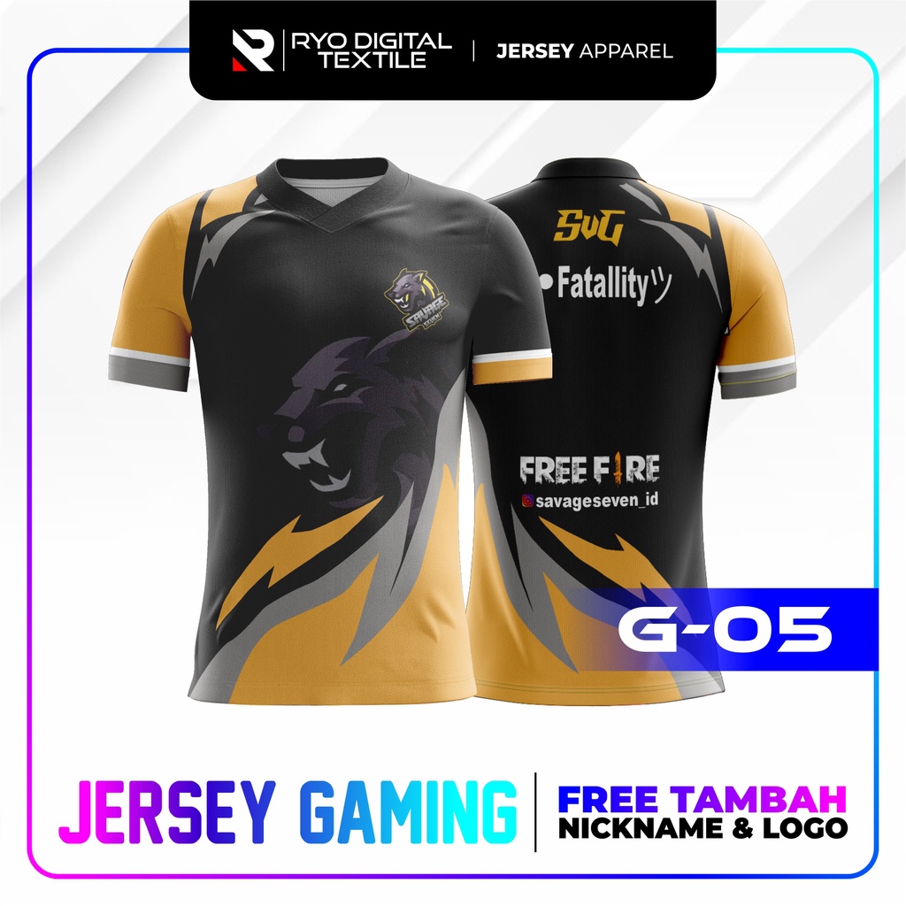 JERSEY GAMING ESPORT BISA CUSTOM LOGO NICKNAME - FULL PRINTING