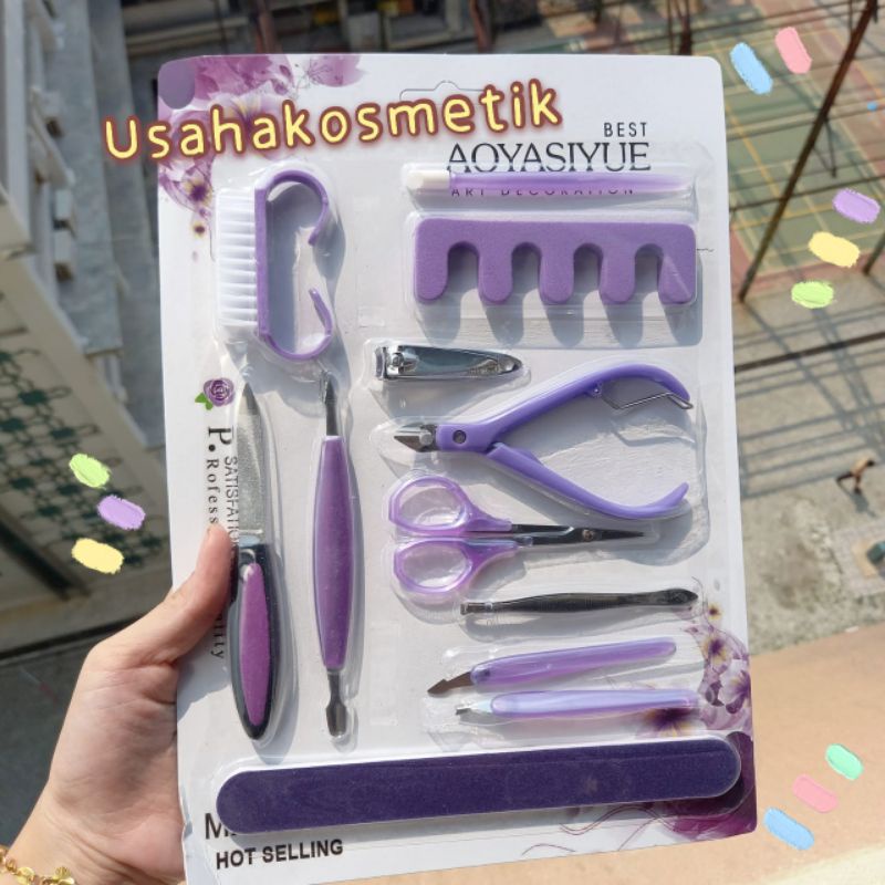 AOYASIYUE MANICURE AND PEDICURE / PERALATAN PEDICURE KUKU SET PAKET 10 IN 1 HOT SELING CUTE NO. PS-01 / 02