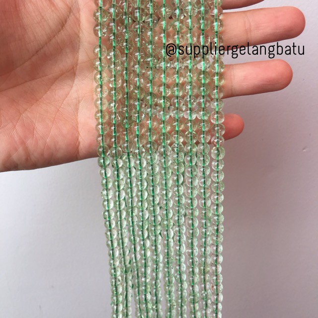 semi stone rutilated kuarsa quartz green 6mm hijau gelang kalung grosir kerajinan beads crafft bahan