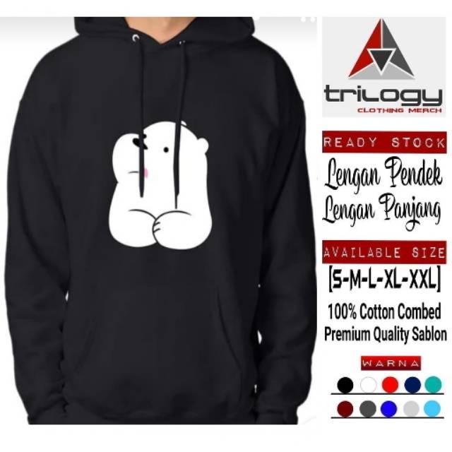 HOODIE SWEATER MIX ANIME SERIES BARE BEAR WARNA HITAM