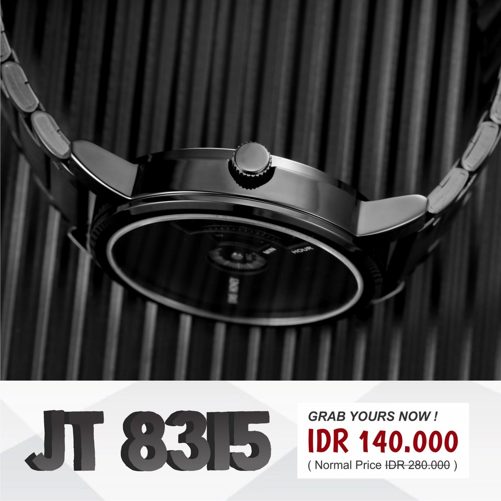 JIMS HONEY JAM TANGAN PRIA STAINLESS JT 8315 (FREE BOX+BATERAI)