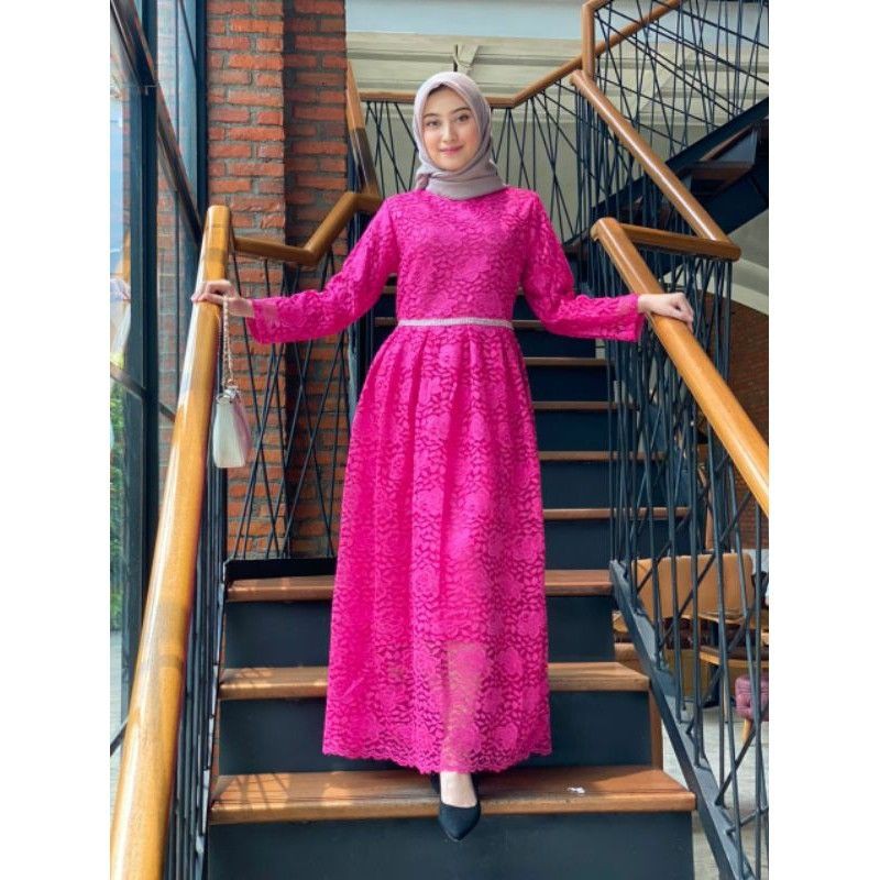 REAL PICT GAMIS ANGGUN/GAMIS BRUKAT MEWAH/GAMIS KEKINIAN/BY PB