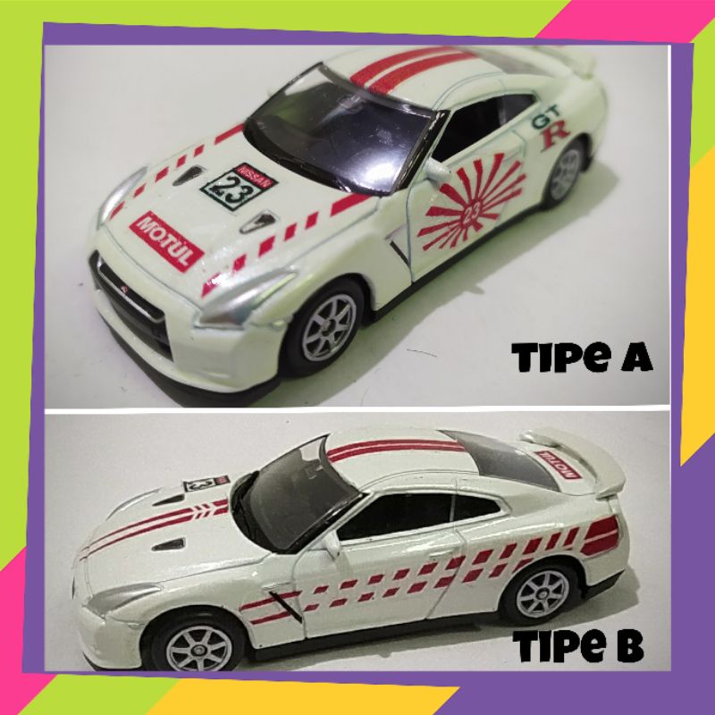 custom diecast mobil Nissan R35 ukuran kecil skala 1:60