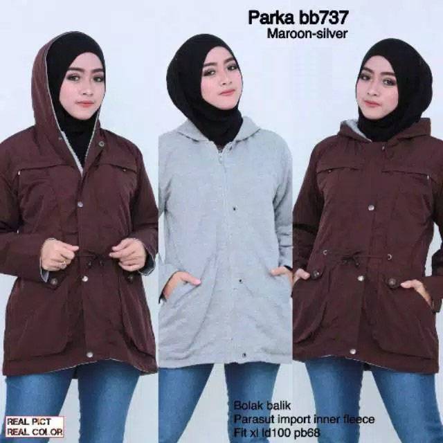 WnZ-JAKET PARKA WANITA / PARKA BB / Jaket BOLAK BALIK / JAKET TERMURAH/TERLARIS / JAKET WANITA KOREA