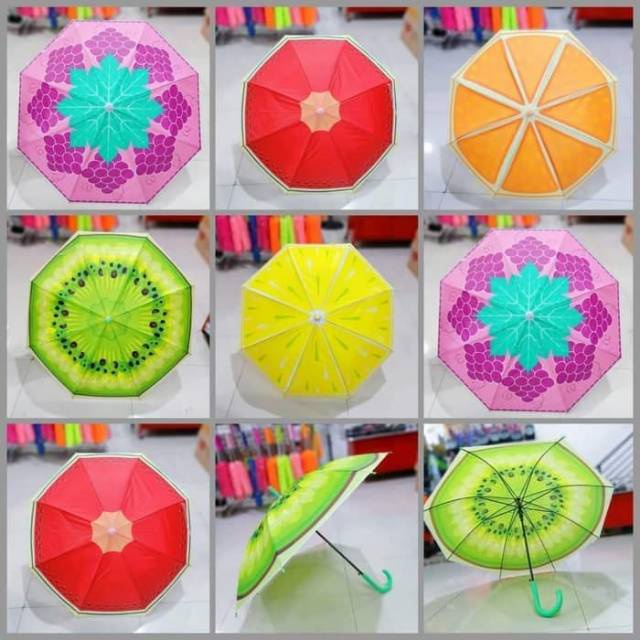 PAYUNG PVC TRANSPARAN MOTIF BUAH BUAHAN