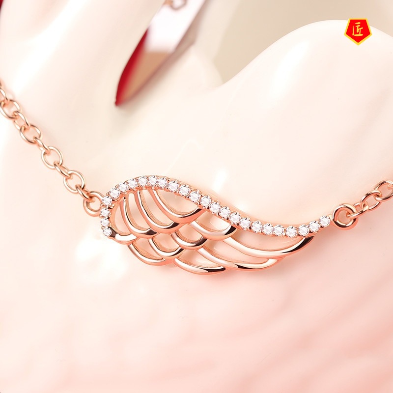 [Ready Stock]New Angel Feather Diamond Bracelet Rose Gold