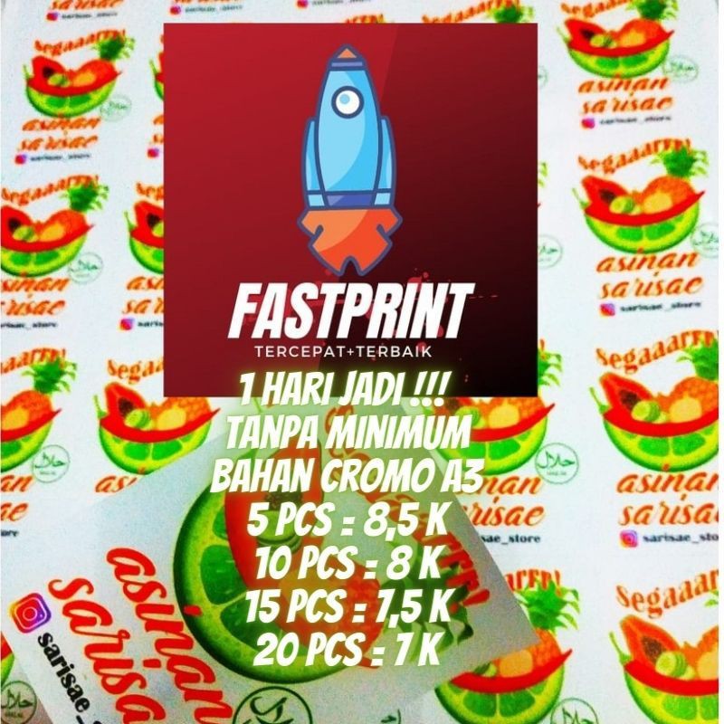 

Cetak Stiker Label Kemasan A3 / Printing sticker merk produk Cromo + Cutting