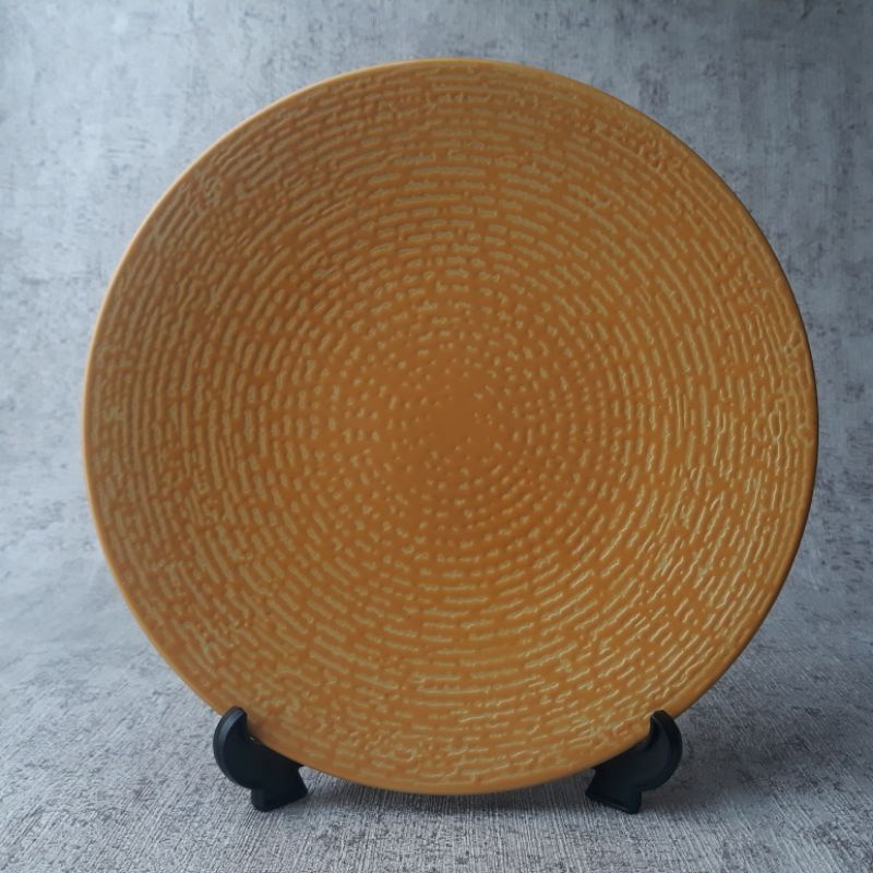 PIRING MAKAN KERAMIK MURAH / SALAD PLATE RUSTIC ukuran 21cm-Orange Aztec
