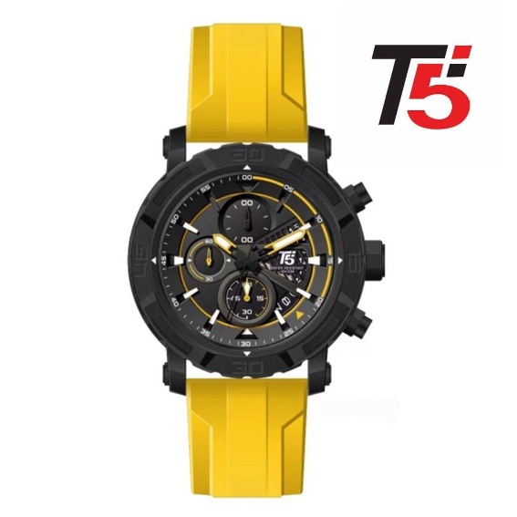 JAM TANGAN PRIA T5 H 3940 ORIGINAL CHRONOGRAPH TALI RUBBER TAHAN AIR TERBARU