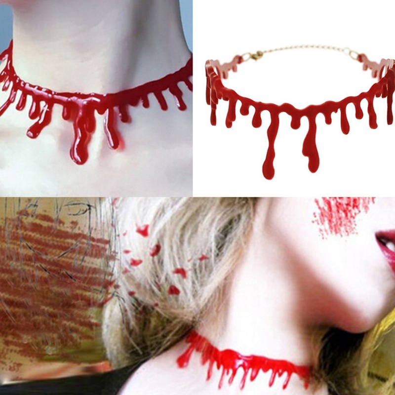 Kalung Choker Rantai Tulang Selangka Darah Untuk Halloween