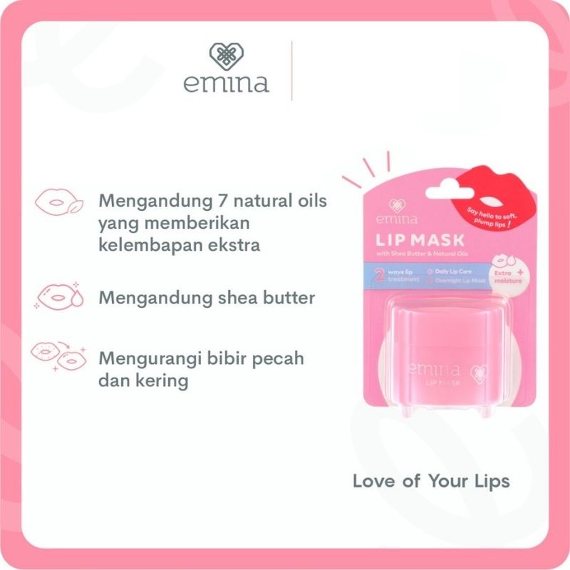 BPOM Emina Lip Mask 9 g - Perawatan Bibir