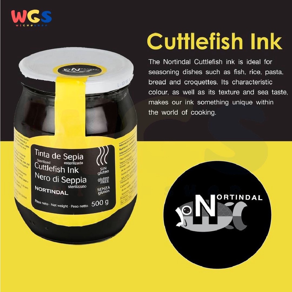 Nortindal Tinta De Sepia Cuttlefish Squid Ink Nero Di Seppia Jar 500g