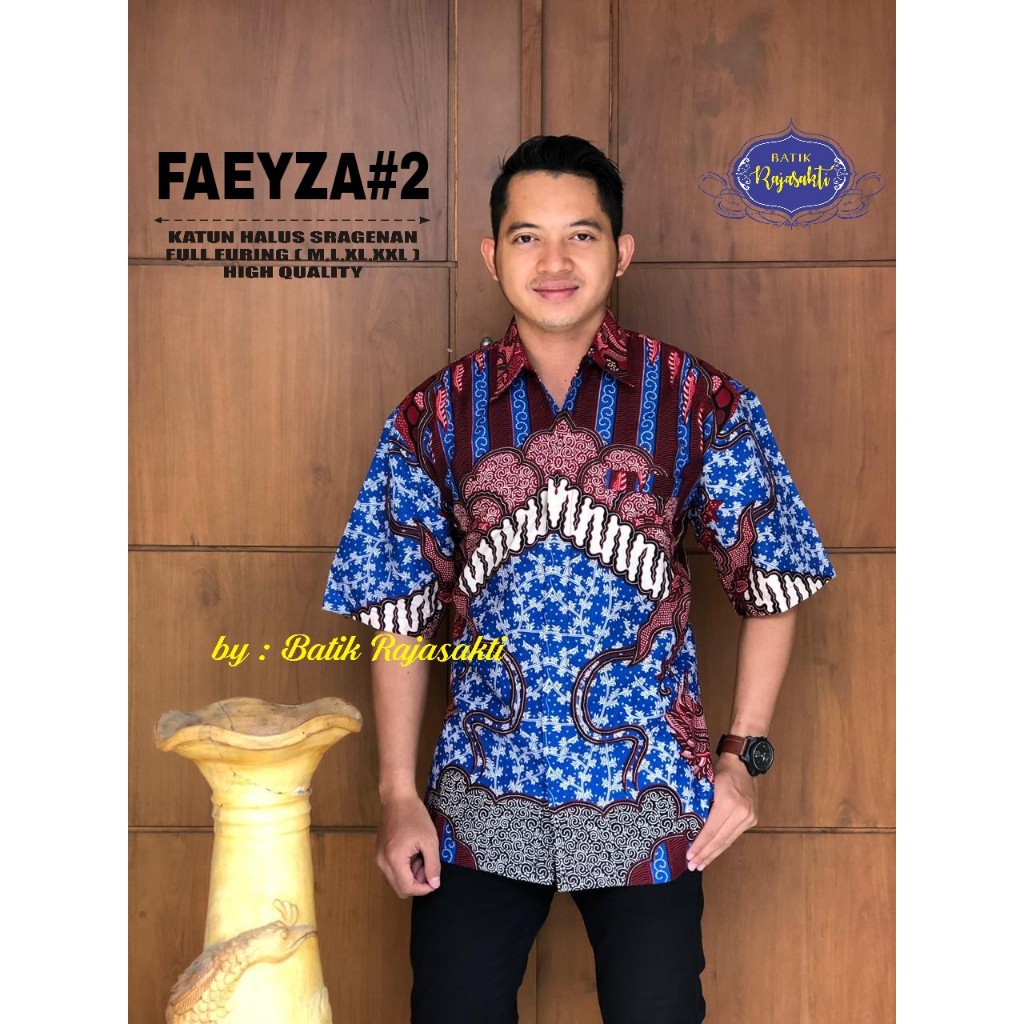 FAEYZA 2 Kemeja Batik Pria Lengan Pendek Katun Halus FULL FURING Rajasakti