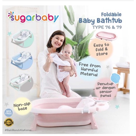 Sugar Baby Foldable Baby Bathtub dengan sensor panas Bak Mandi Bayi Lipat