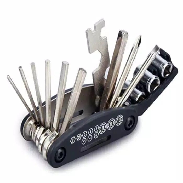 Mini Tool Portable Kunci L Shock Peralatan Serbaguna / Kunci L Set 16 in 1 Sepeda Motor / Kunci Shock Lipat Mini / Tool Kit Multifungsi