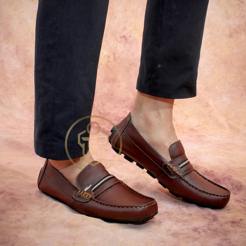 COD - SEPATU PANTOFEL MOCASSIN PRIA KULIT ASLI - HITAM COKELAT-6