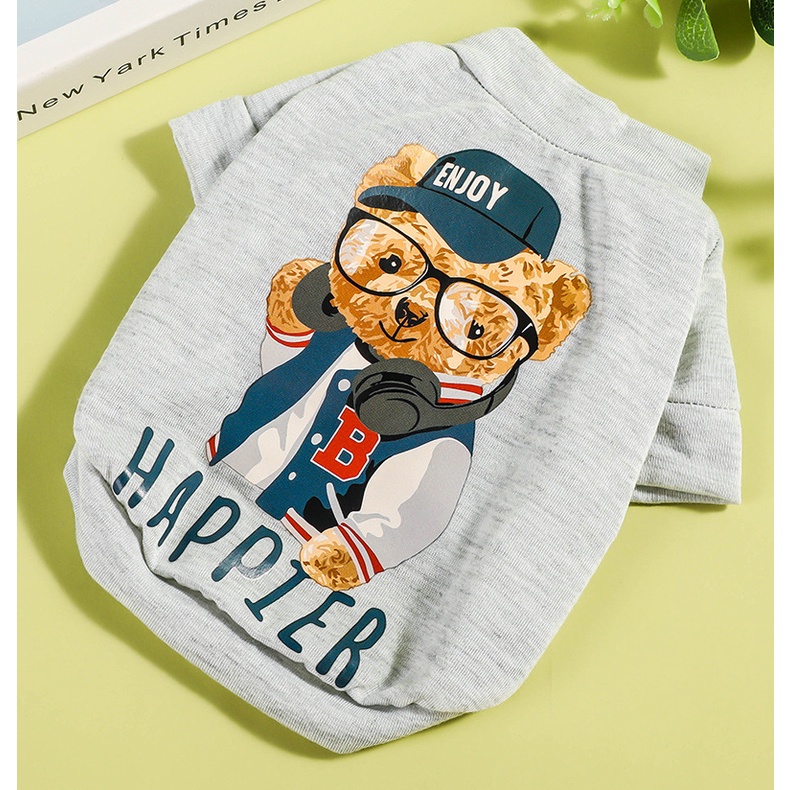 Sweater Kaos Hoodie Motif Kartun Beruang Dengan Saku Besar Untuk Anjing / Kucing Peliharaan
