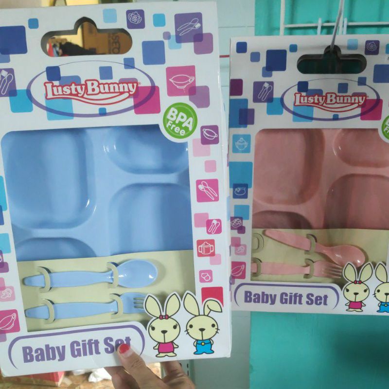 Paket Baby Gift Set Pelengkapan Makan Minum Bayi Mangkok Piring Sendok Garpu Gelas Trining Cup Justy Bunny justybunny Just