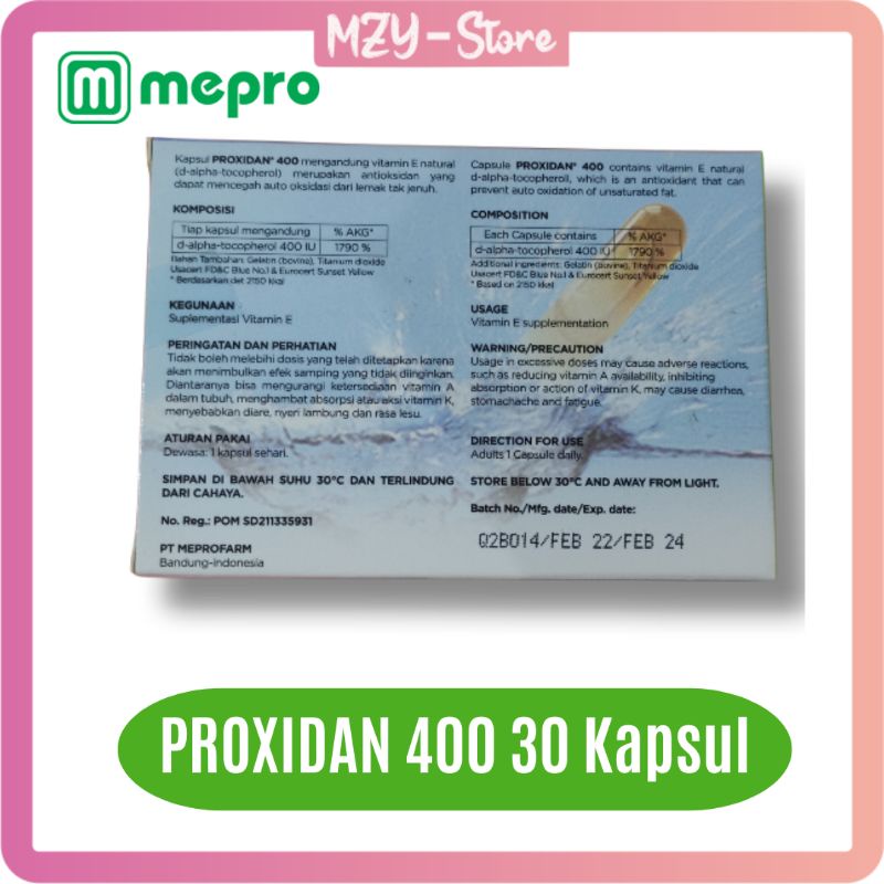 PROXIDAN 400 Mencerahkan Kulit Mengandung Vitamin E 400 IU dan AMAN Untuk PROMIL