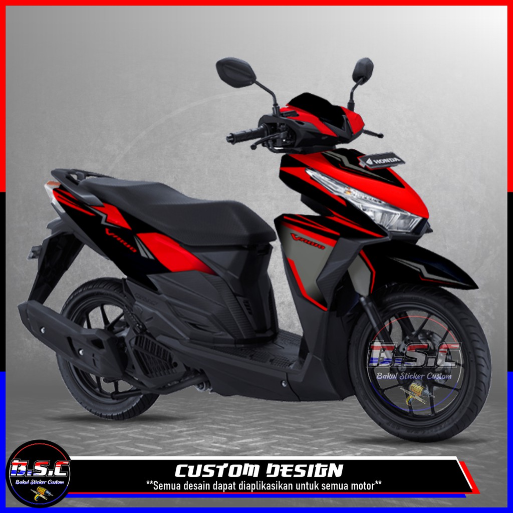 Sticker Motor Stiker Decal FULL BODY Vario 150 Vario 125 Motif Flash Abs Racing Red