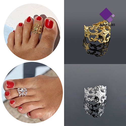 Naiveblue &gt; Cincin Kaki Terbuka Adjustable Desain Hollow Untuk Wanita / Pesta / Pantai