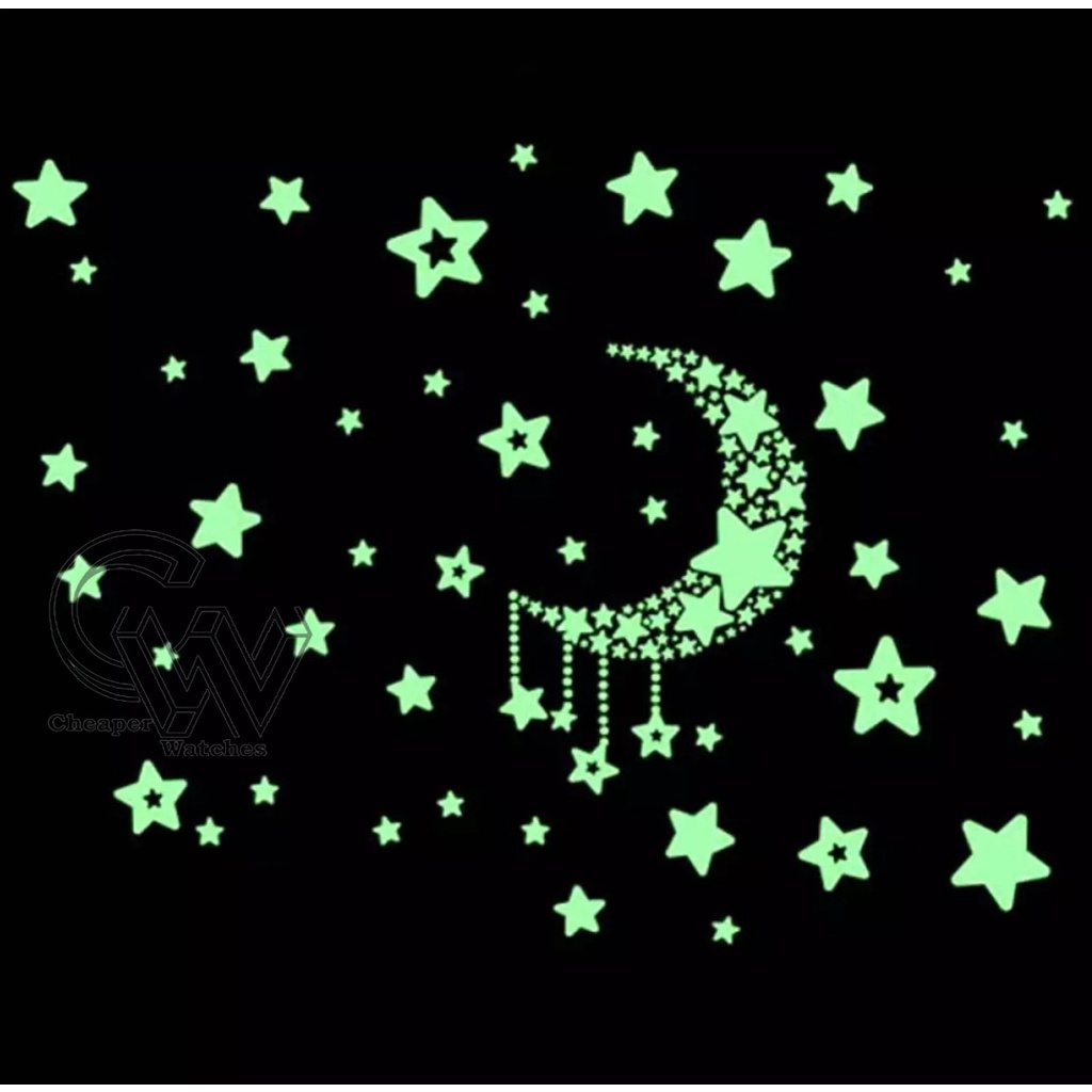 Cheaper-Stiker Bintang Dinding Glow In The Dark Star Sticker Dekorasi 3D Hiasan Bintang Kamar Per 100pcs