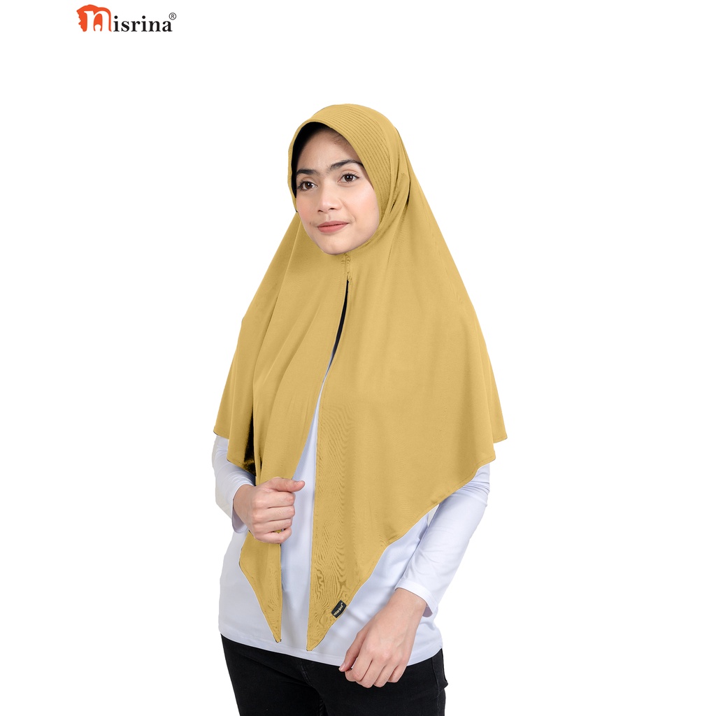 Nisrina Fashion Muslim Bergo Instan Polos Belah Tengah Paras M Lestari-Khaki