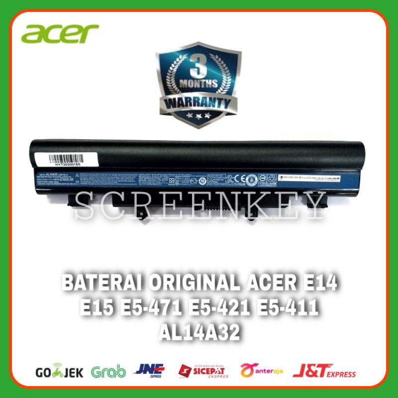 Baterai Batrai Laptop Acer Aspire E14 E15 E5-411 E5-421 E5