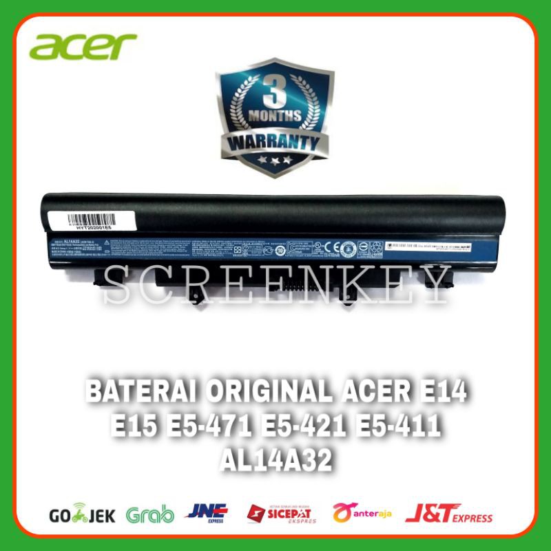 Baterai Batrai Laptop Acer Aspire E14 E15 E5-411 E5-421 E5-471 E5-511 E5-571 E5-521 V3-571 AL14A32