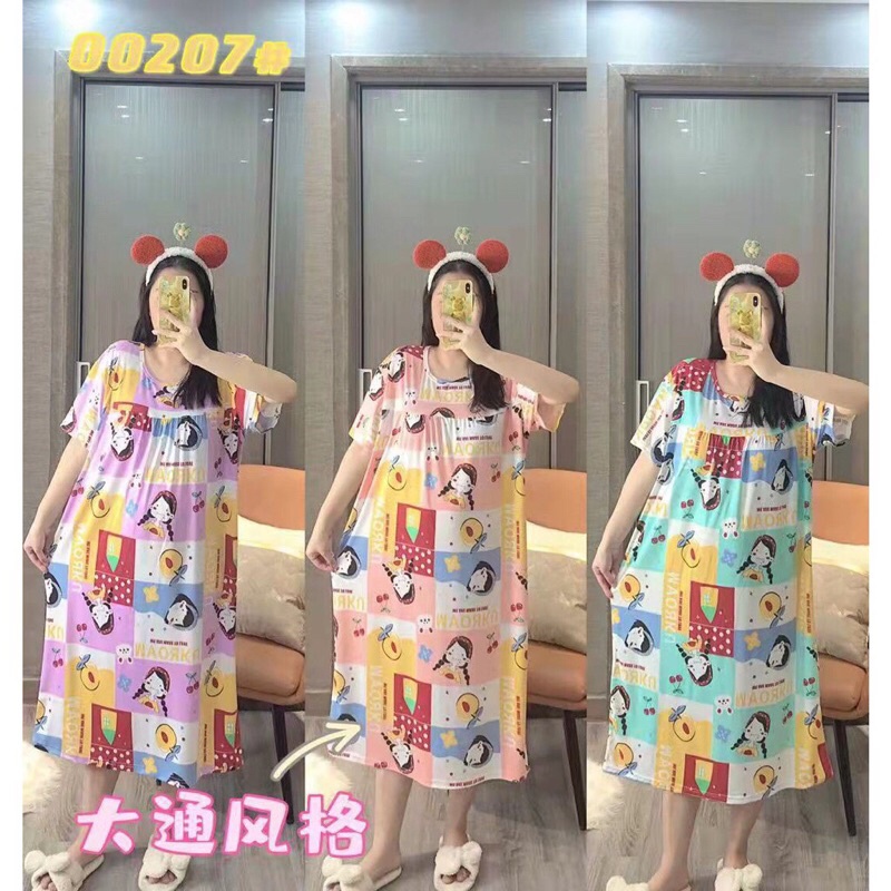 daster jumbo karakter spandex import wanita motif kartun maruko