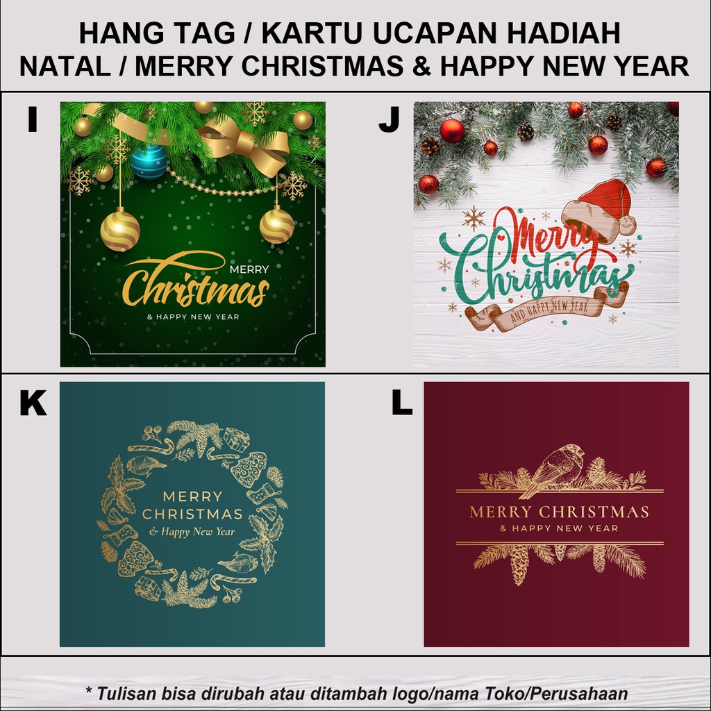 

Hang Tag Kartu Ucapan Label Hadiah Parcel Natal Merry Christmas Happy New Year isi 50 pcs