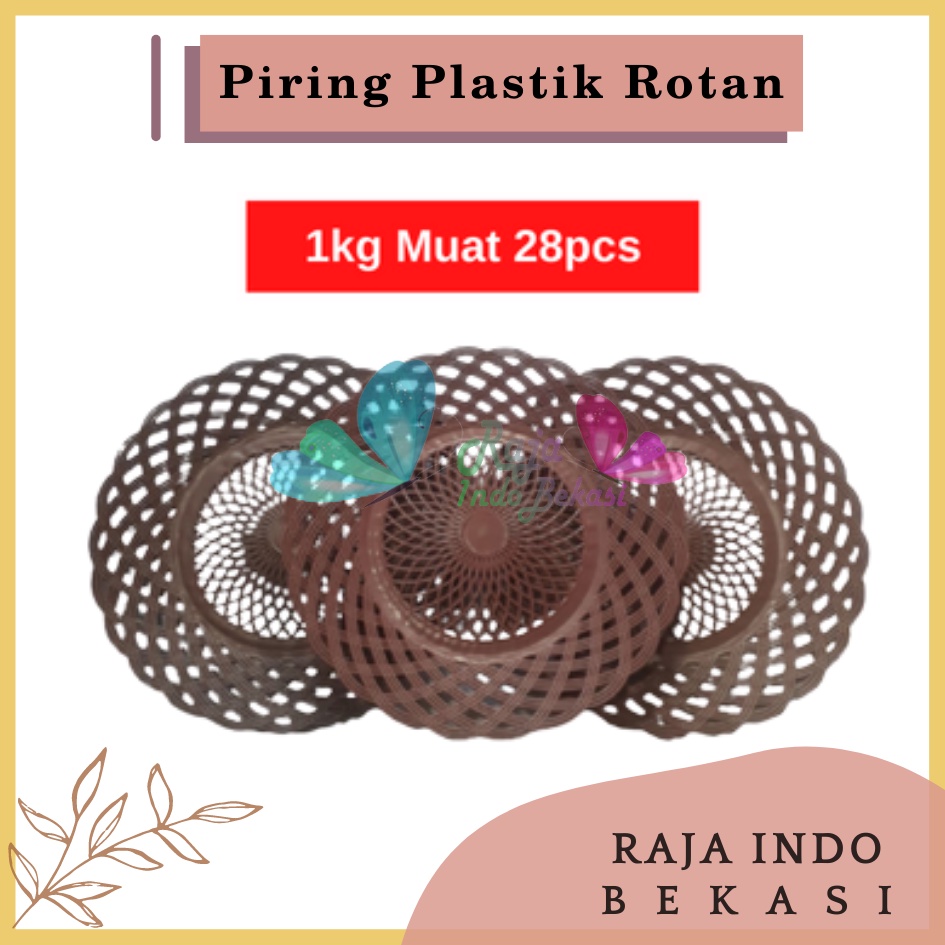 Piring Rotan Plastik Anyam Piring Rotan Plastik Anyaman Cekung Motif Bunga Murah Asli