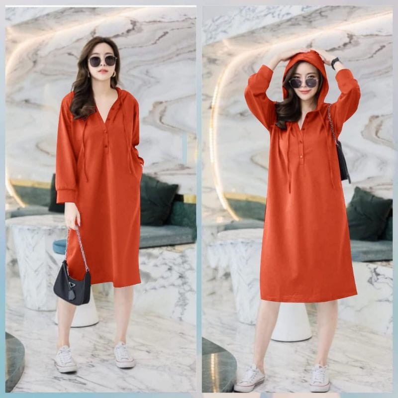 PCS DRESS HOODIE WILONA BAHAN MOSCREPE PMS ADA VIDEO REVIEW ASLI PRODUK