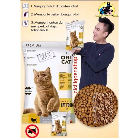 ORICAT GRATIS MAINAN Makanan kucing Premium repack kibble ikan kotak CAT FOOD KERING PAKAN adult