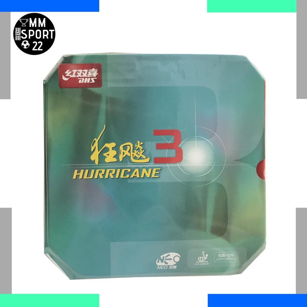 DHS Hurricane 3 Neo Hard Karet Rubber Bet Bat Pingpong Tenis