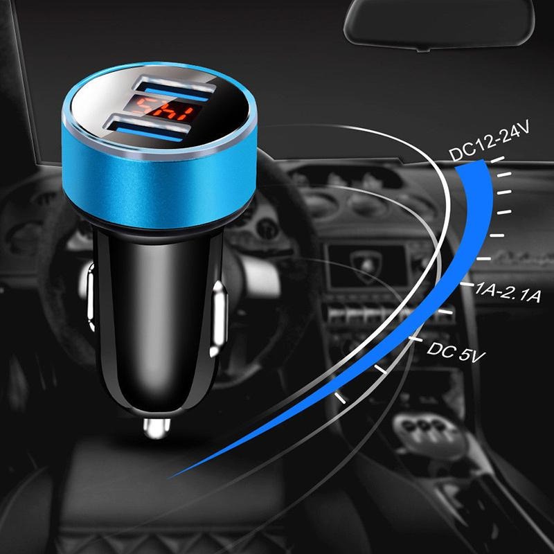 Car Charger 5V 3.1A Dual USB Port Quick Charge LED Display