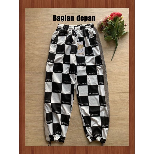 celana wanita korea model kotak kotak 2021