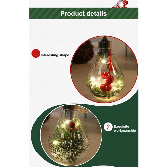 LED transparent christmas ornament christmas tree decoration pendant plastic bulb ball OW